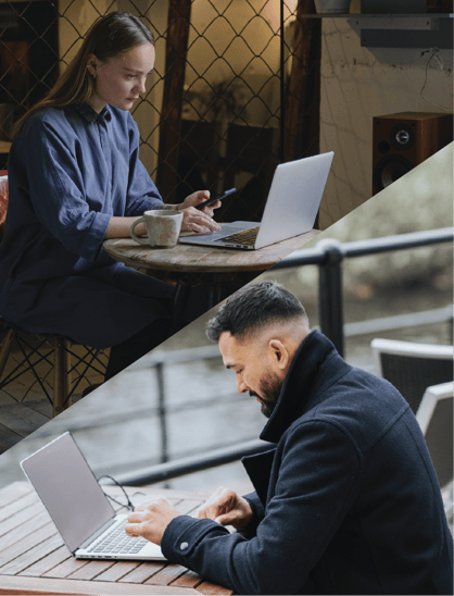 two remote employees communicating